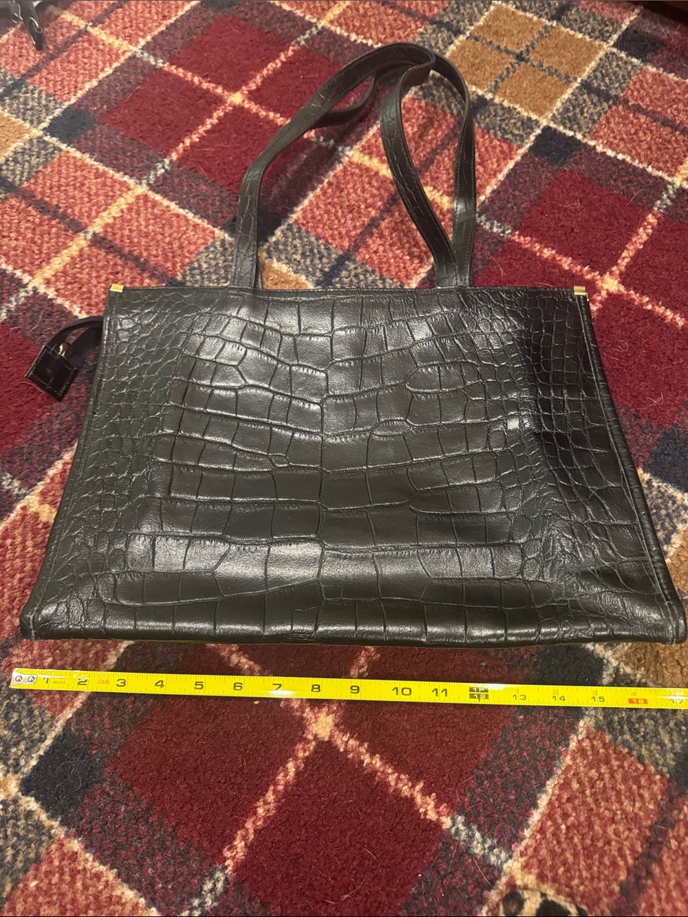 Ladies Black Croc-Embossed leather Tote Bag. Please look at photos.